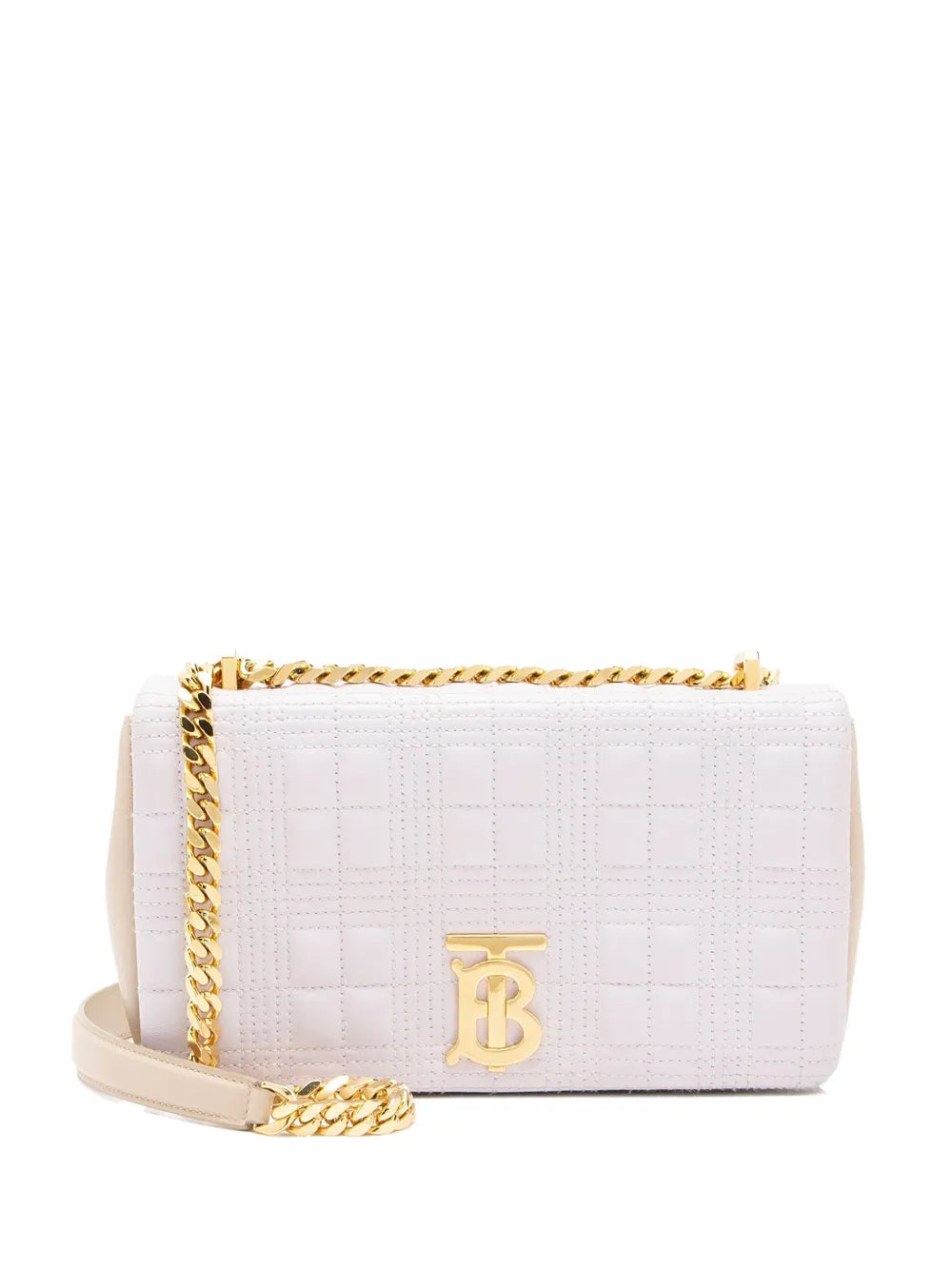 Burberry bolsa capitonada Lola metálica pequeña