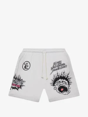 HELLSTAR shorts deportivos Records blanco