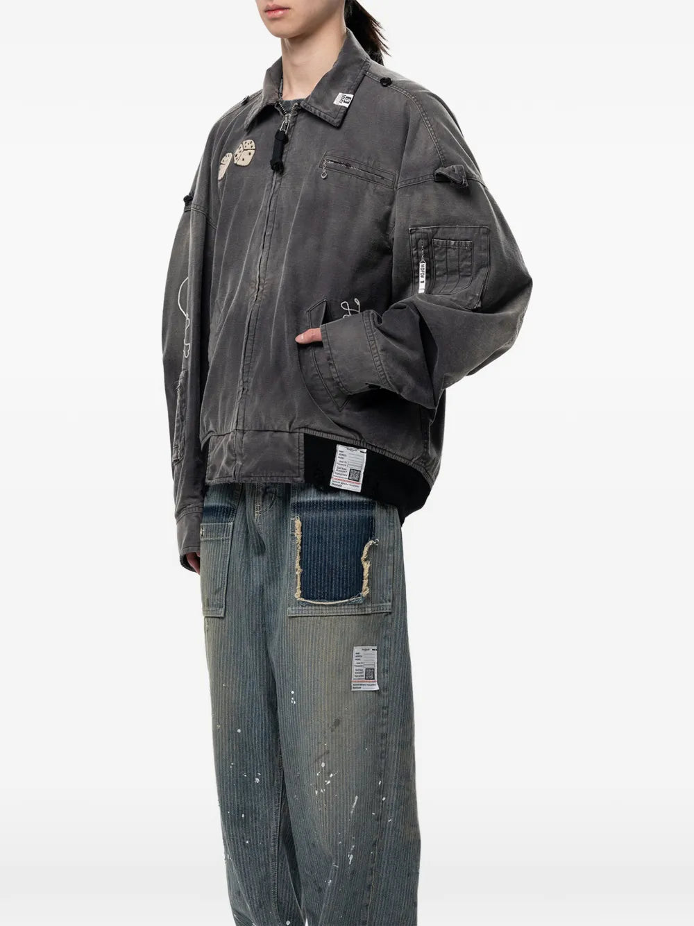 Maison MIHARA YASUHIRO chamarra militar Sun faded like - gris