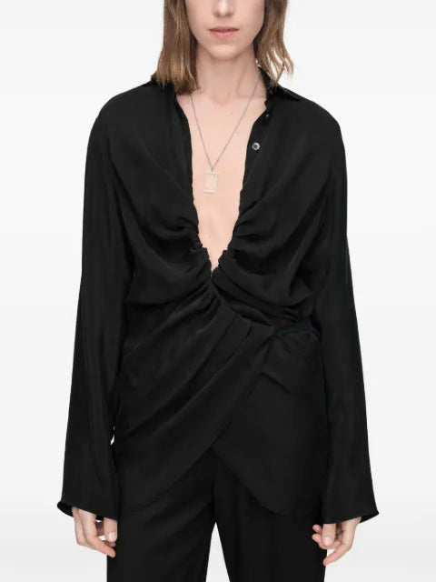 Maison Margiela camisa con diseño fruncido - imagen 2