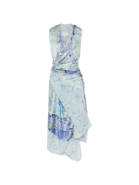 Maison Margiela vestido midi floral drapeado - imagen 1