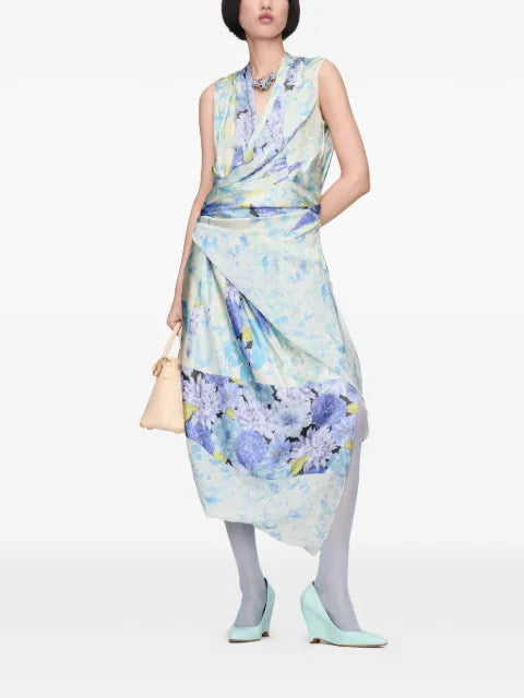 Maison Margiela vestido midi floral drapeado - imagen 2