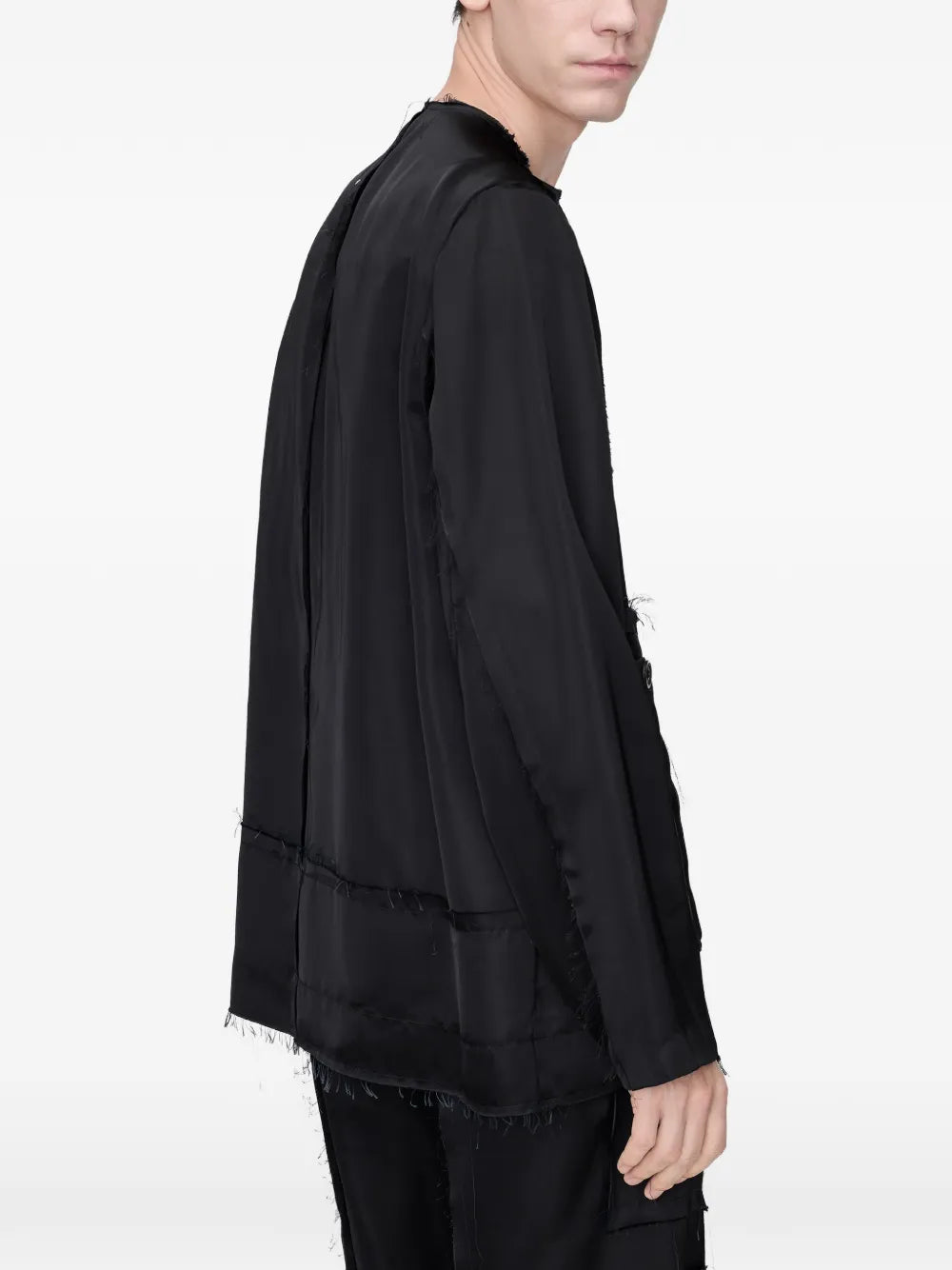 Maison Margiela chamarra con bordes deshilachados - Negro - imagen 4