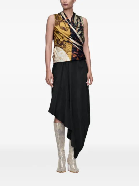 Maison Margiela top de seda drapeado con estampado floral - imagen 2