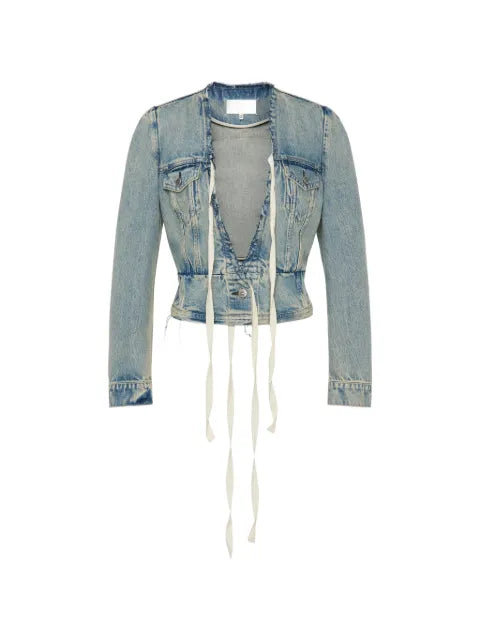 Maison Margiela chamarra con bordes sin rematar - imagen 1