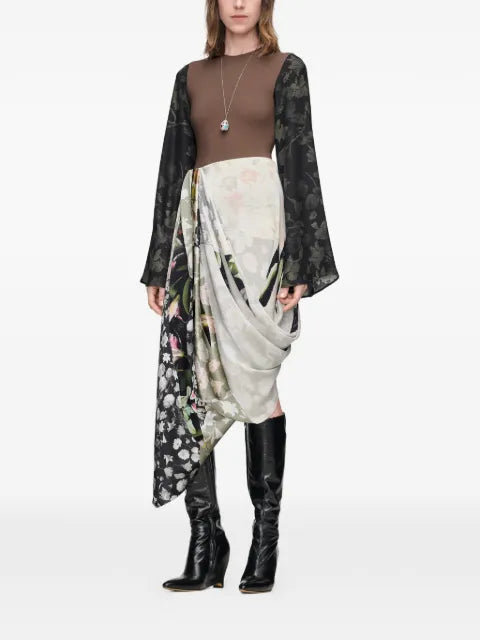 Maison Margiela falda de seda con diseño drapeado y estampado floral - imagen 2