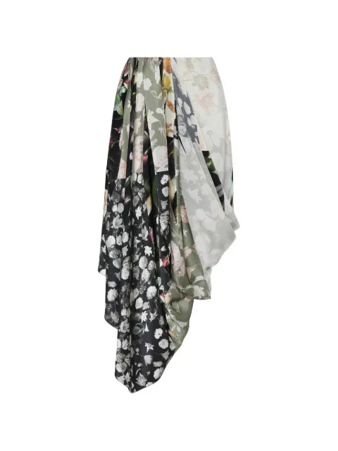 Maison Margiela falda de seda con diseño drapeado y estampado floral - imagen 1