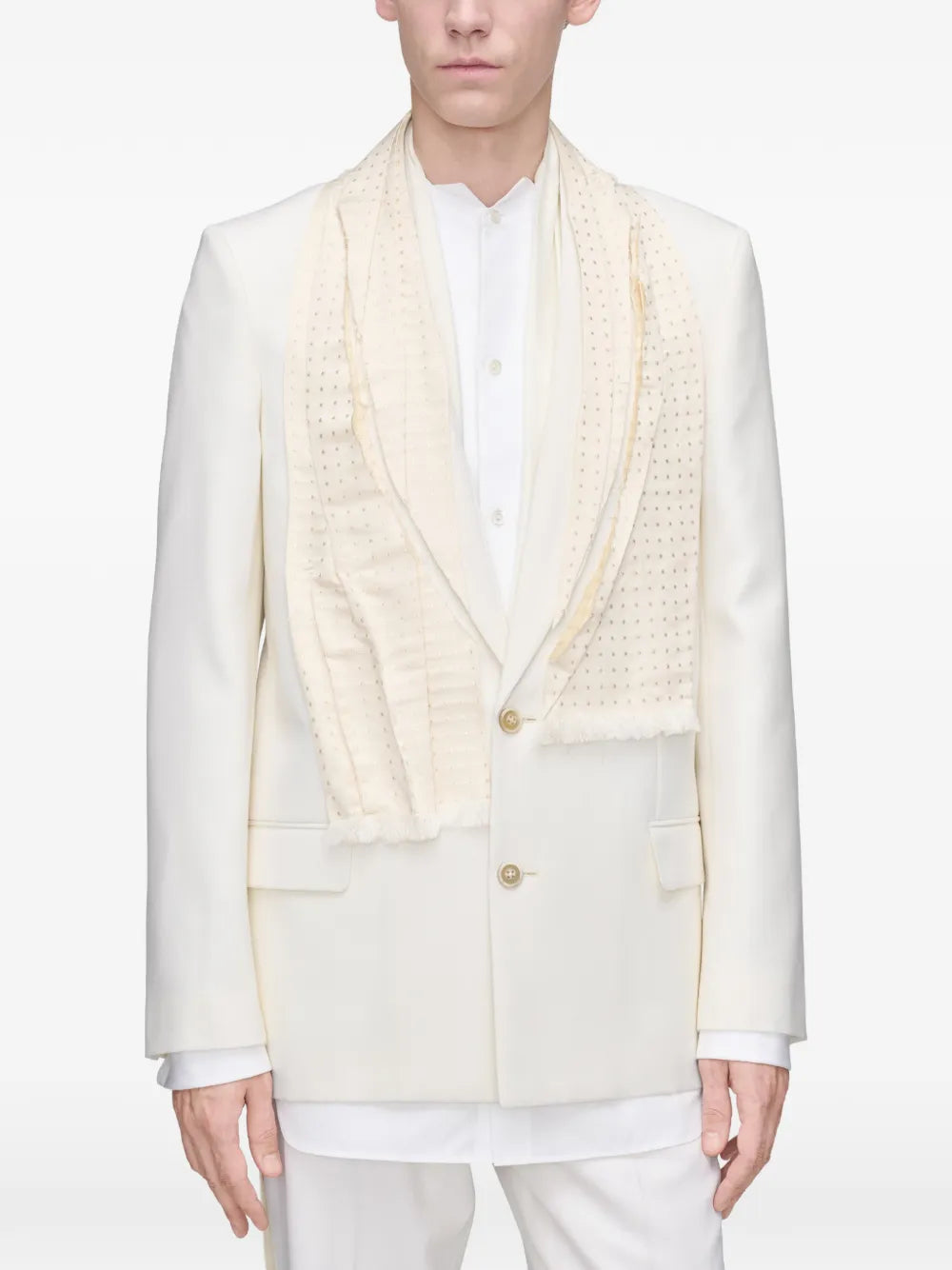Maison Margiela chamarra de lana con mascada - Blanco - imagen 3