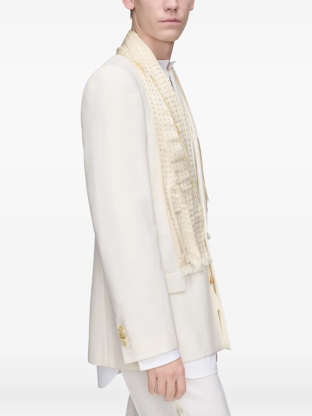 Maison Margiela chamarra de lana con mascada - Blanco - imagen 4