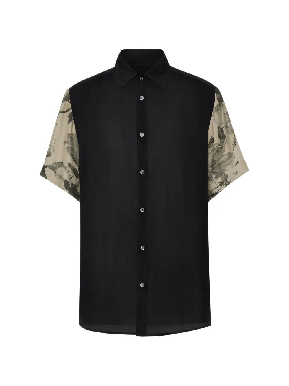 Maison Margiela camisa de seda con mangas florales - Negro - imagen 1