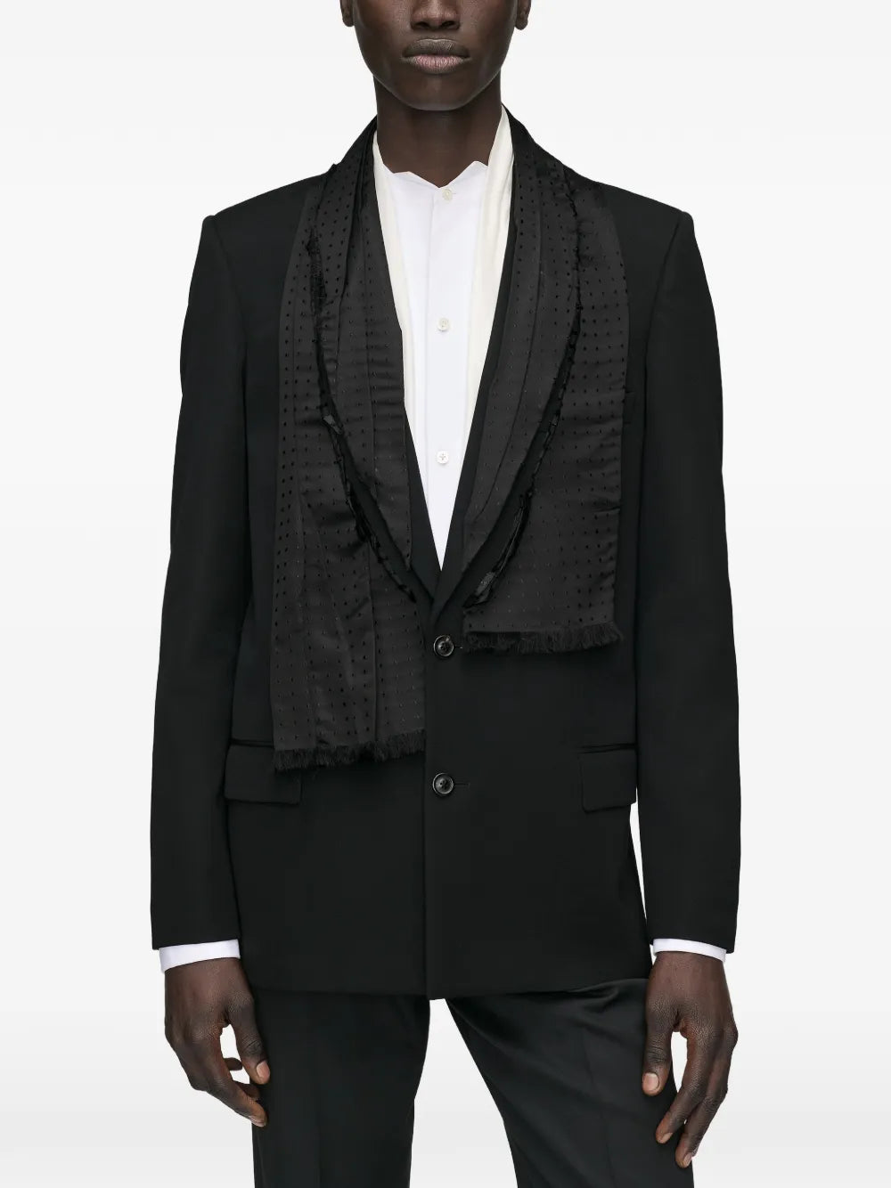 Maison Margiela chamarra de lana con mascada - Negro - imagen 3
