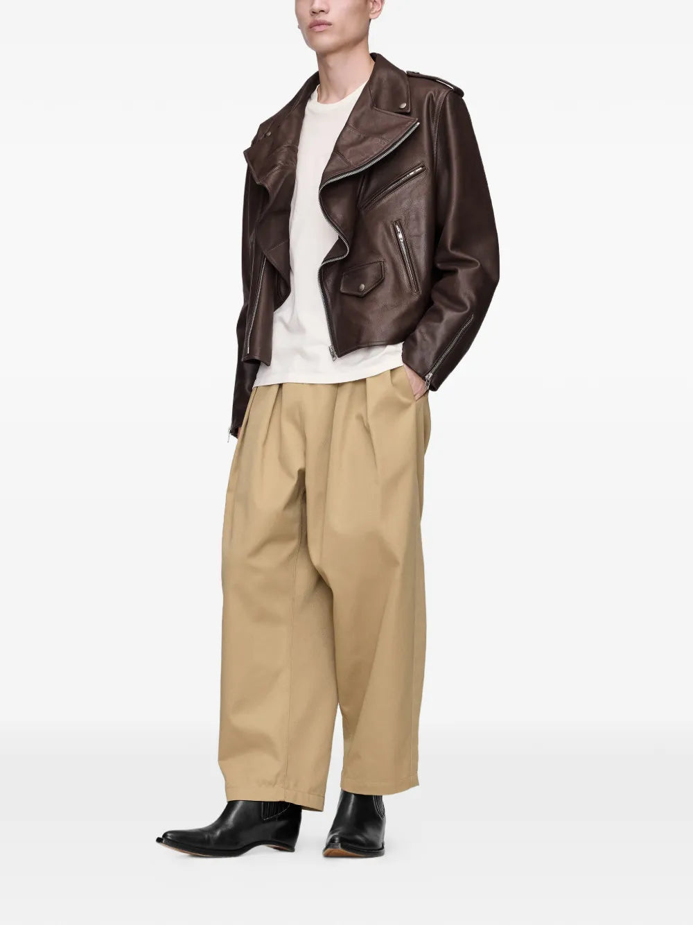Maison Margiela chamarra de piel - Marrón - imagen 2