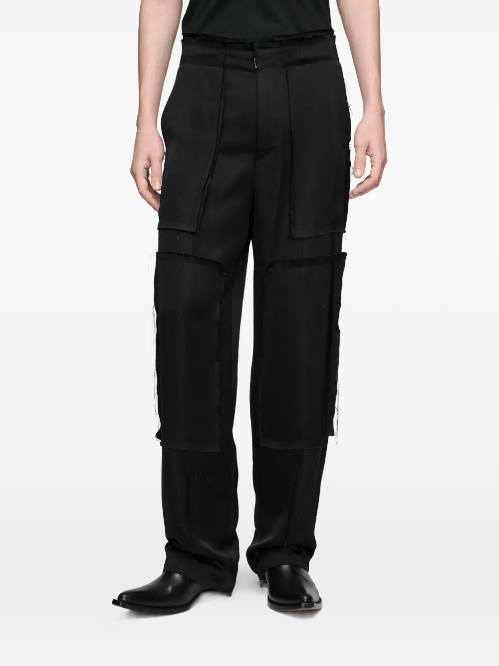 Maison Margiela pantalones de satén con diseño patchwork - Negro - imagen 3
