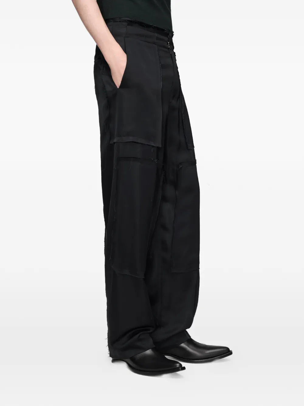 Maison Margiela pantalones de satén con diseño patchwork - Negro - imagen 4