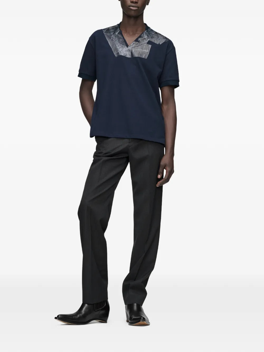 Maison Margiela playera con cuello en V - Azul - imagen 2
