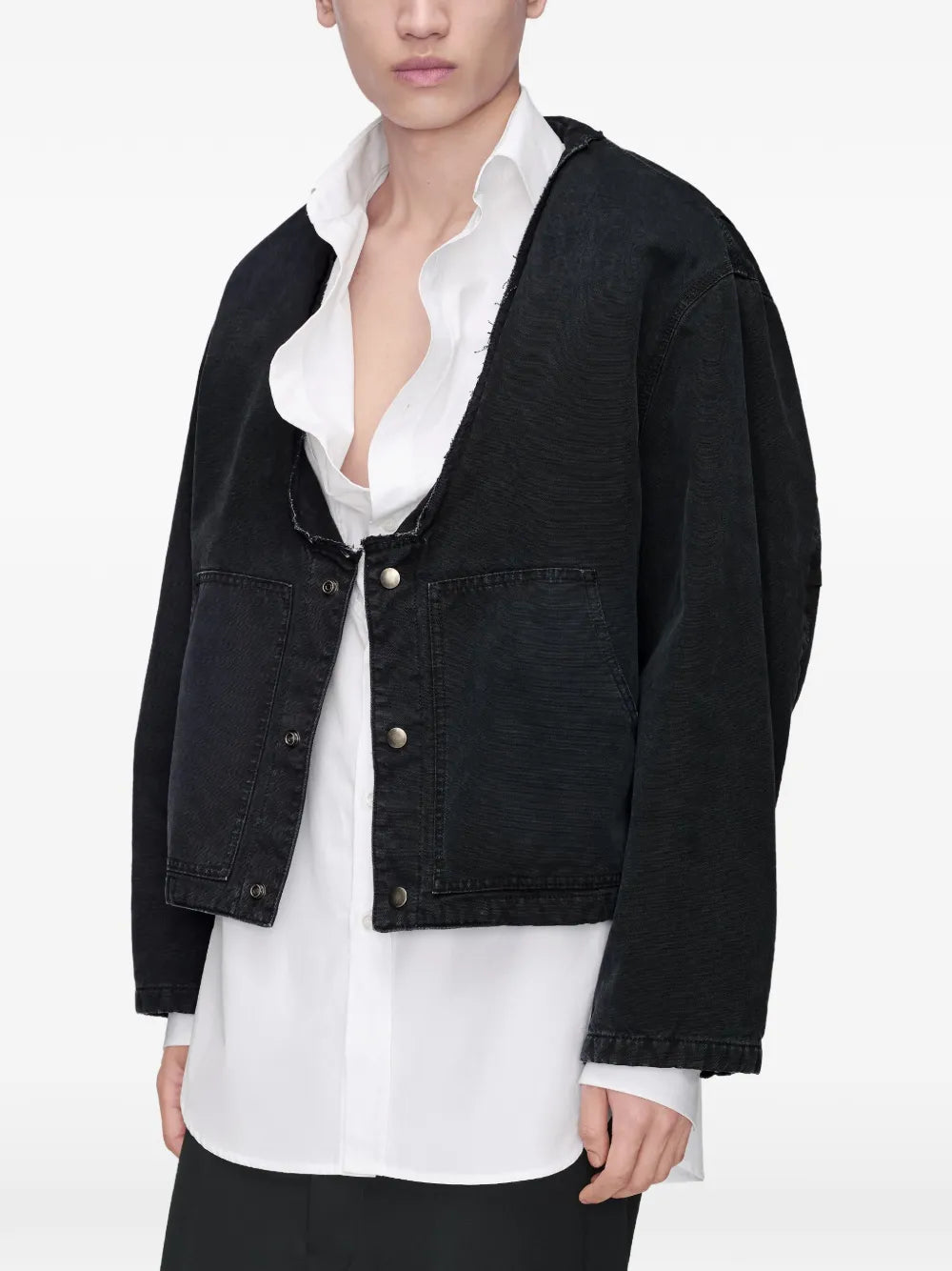 Maison Margiela chamarra con cuello plegable - Negro - imagen 4