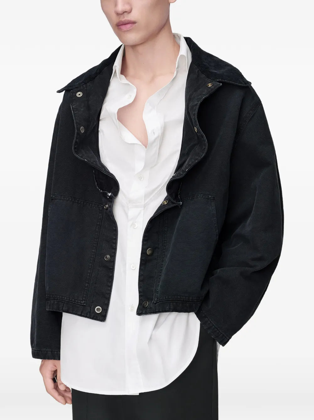Maison Margiela chamarra con cuello plegable - Negro - imagen 2