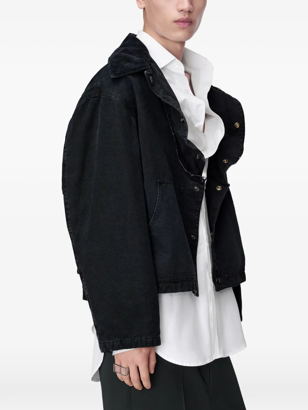 Maison Margiela chamarra con cuello plegable - Negro - imagen 3