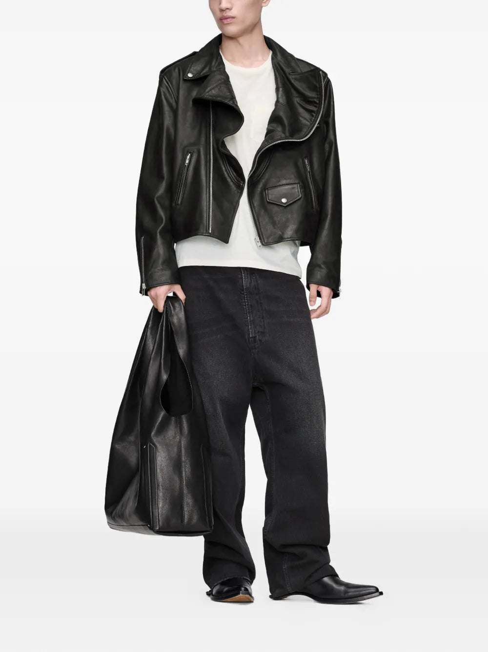 Maison Margiela chamarra de piel - Negro - imagen 2