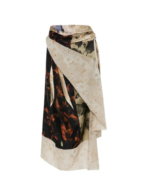 Maison Margiela falda midi asimétrica con motivo floral - imagen 1