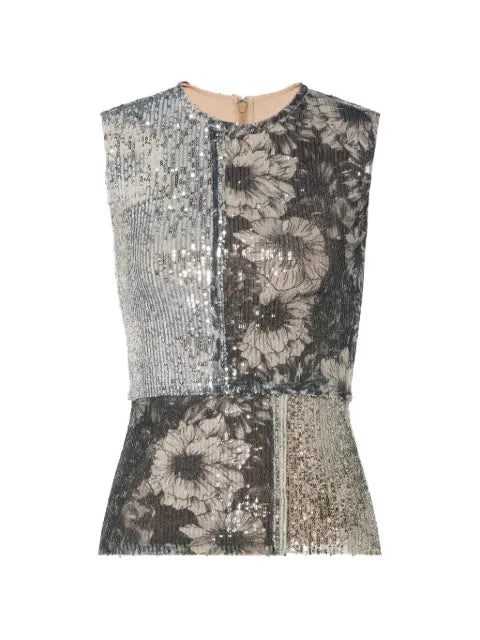 Maison Margiela top con estampado floral y lentejuelas - imagen 1