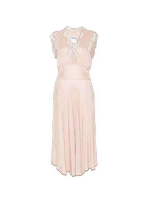 Maison Margiela vestido midi con ribete de encaje y cuello en V - imagen 1