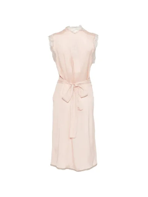 Maison Margiela vestido midi con ribete de encaje y cuello en V - imagen 2
