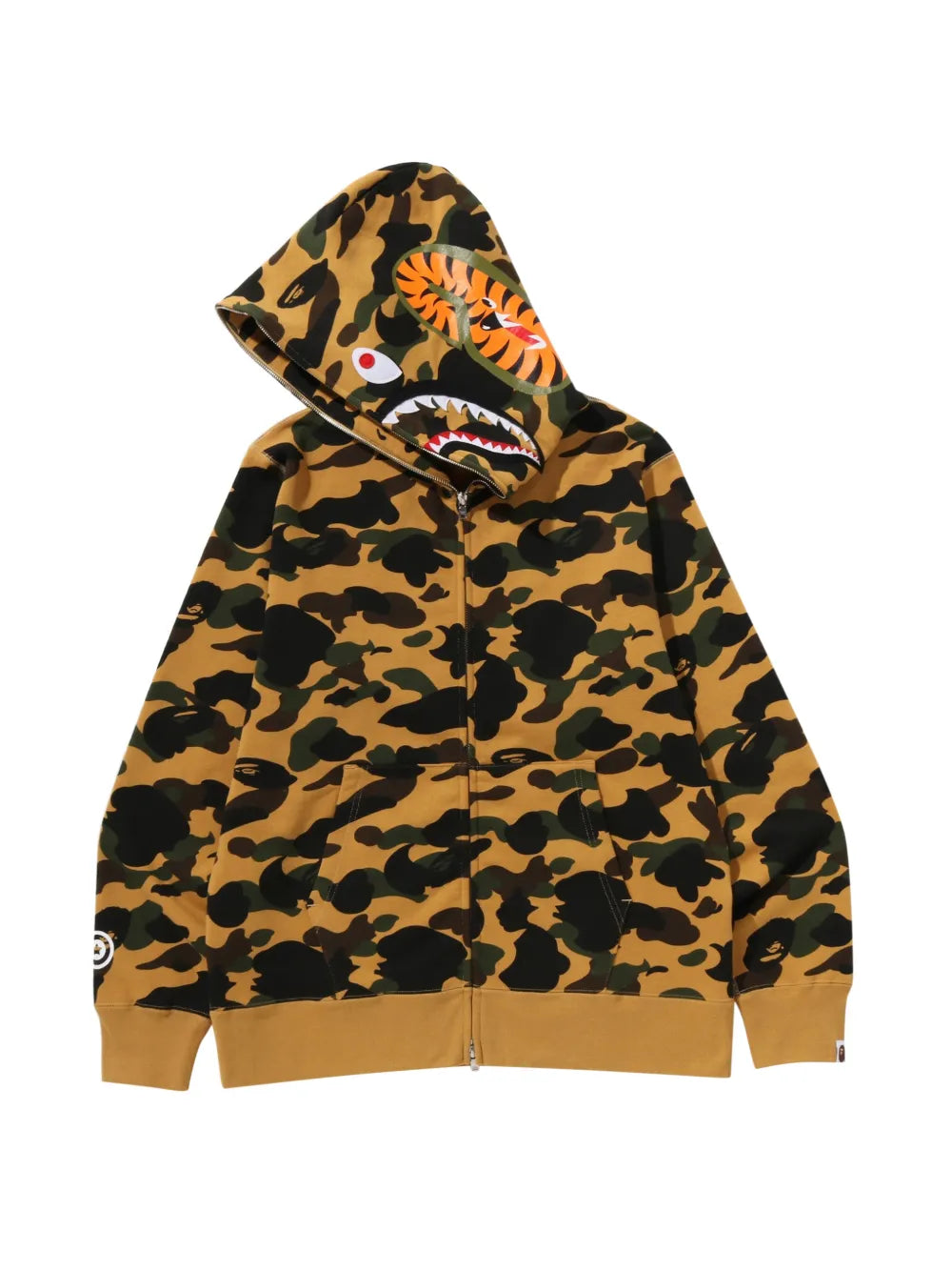A BATHING APE® hoodie Shark con estampado militar y cierre