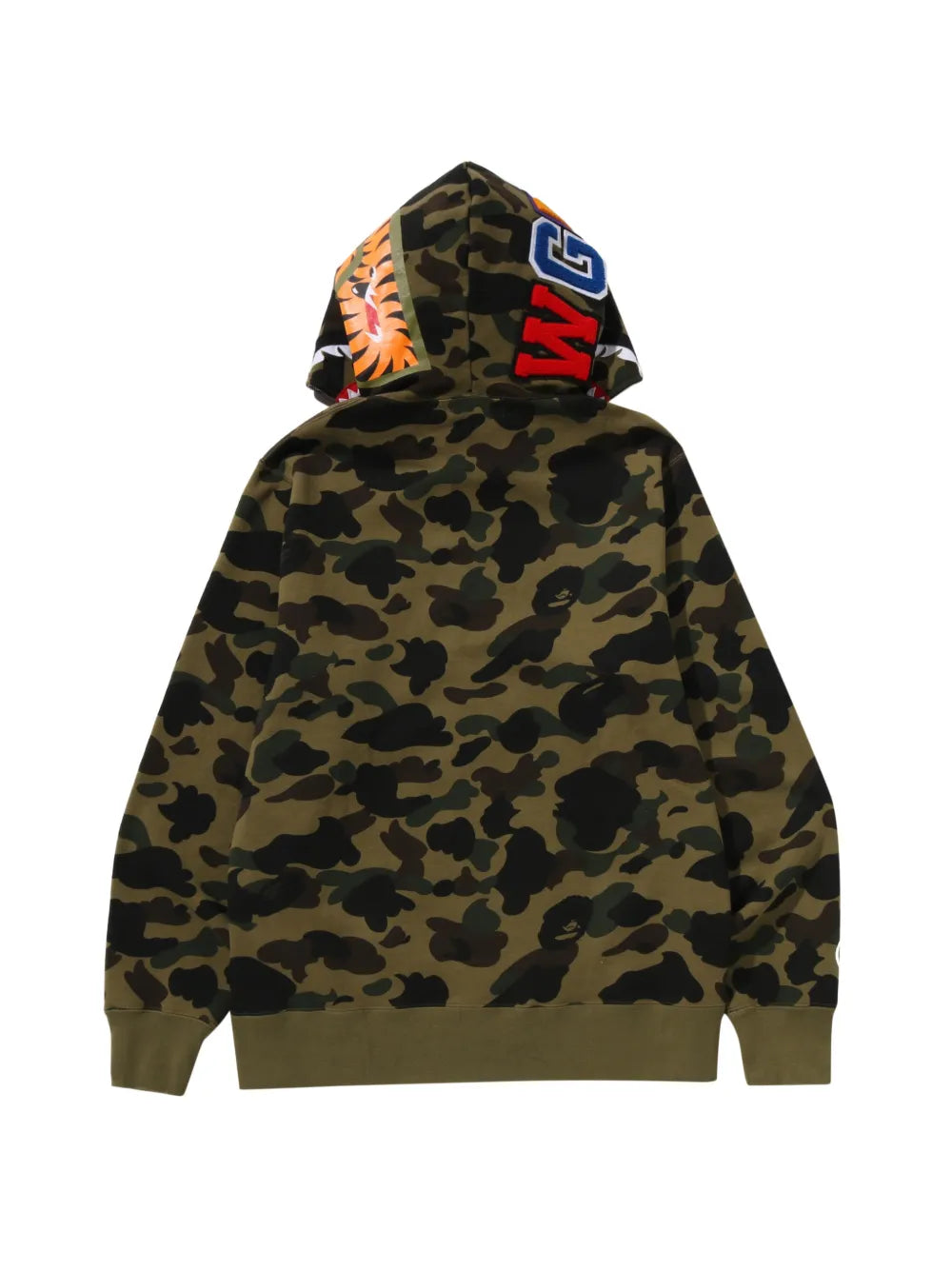 A BATHING APE® hoodie Shark con estampado militar y cierre