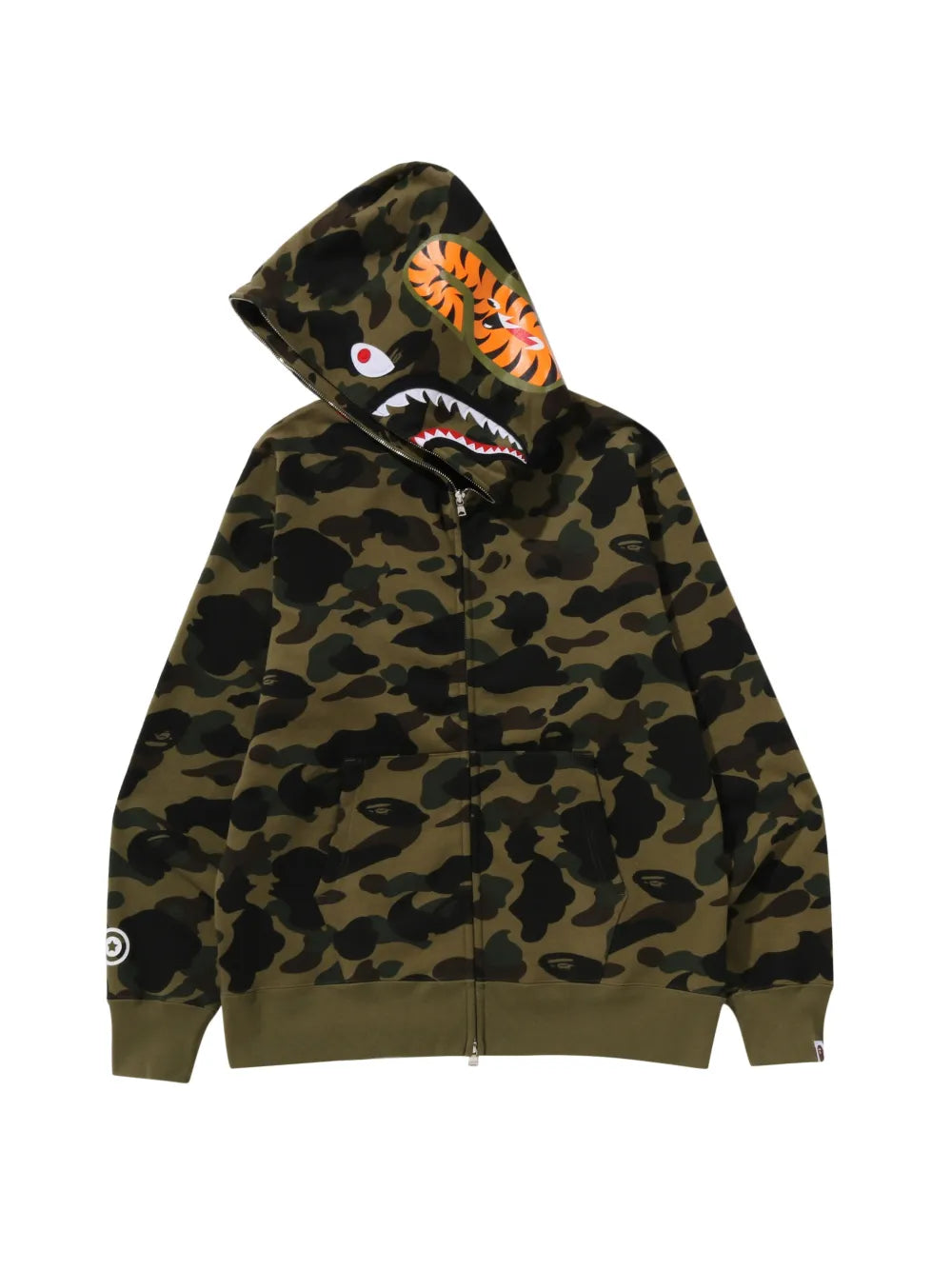 A BATHING APE® hoodie Shark con estampado militar y cierre