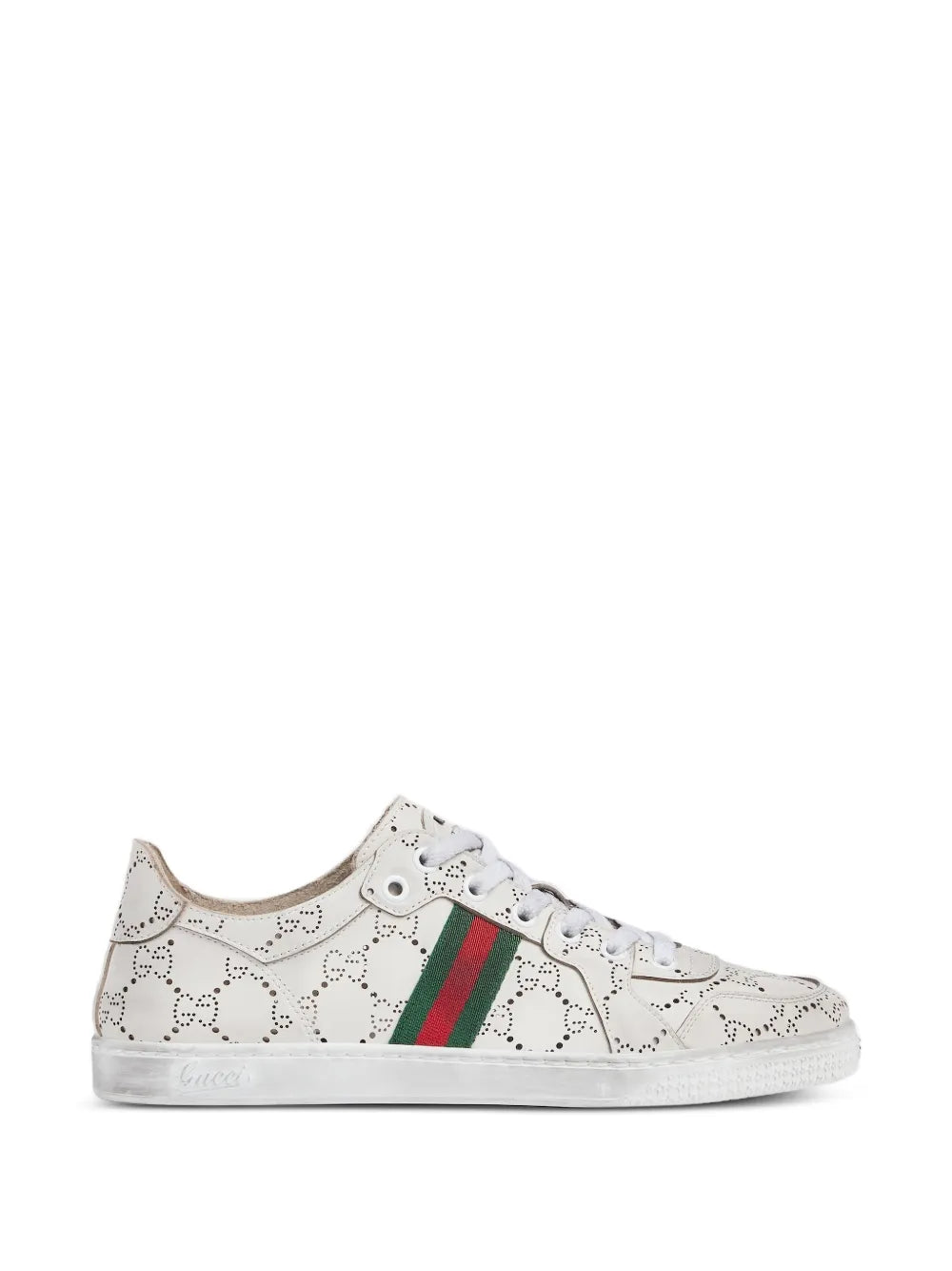 Gucci zapatillas a rayas con perforaciones GG