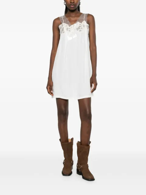 Maison Margiela vestido con capa de tul y ribete de encaje - imagen 2