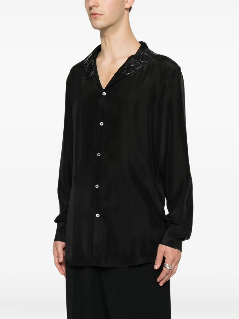 Maison Margiela camisa manga larga con detalle de moño - Negro - imagen 3