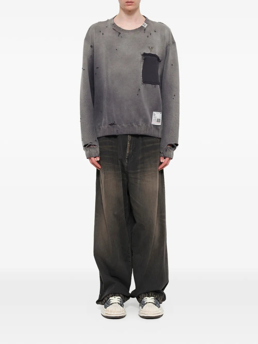 Maison MIHARA YASUHIRO suéter con efecto envejecido - gris