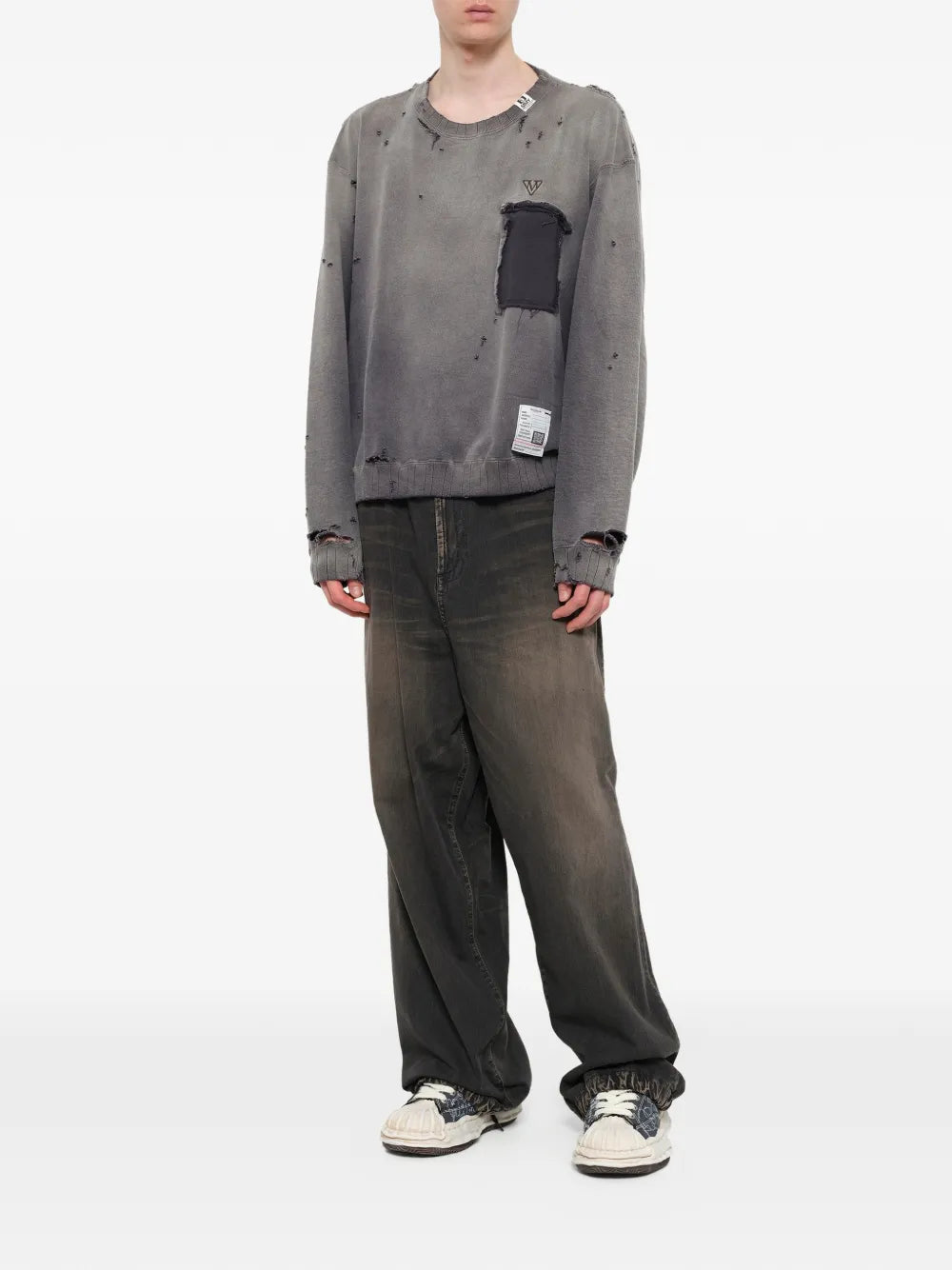 Maison MIHARA YASUHIRO suéter con efecto envejecido - gris