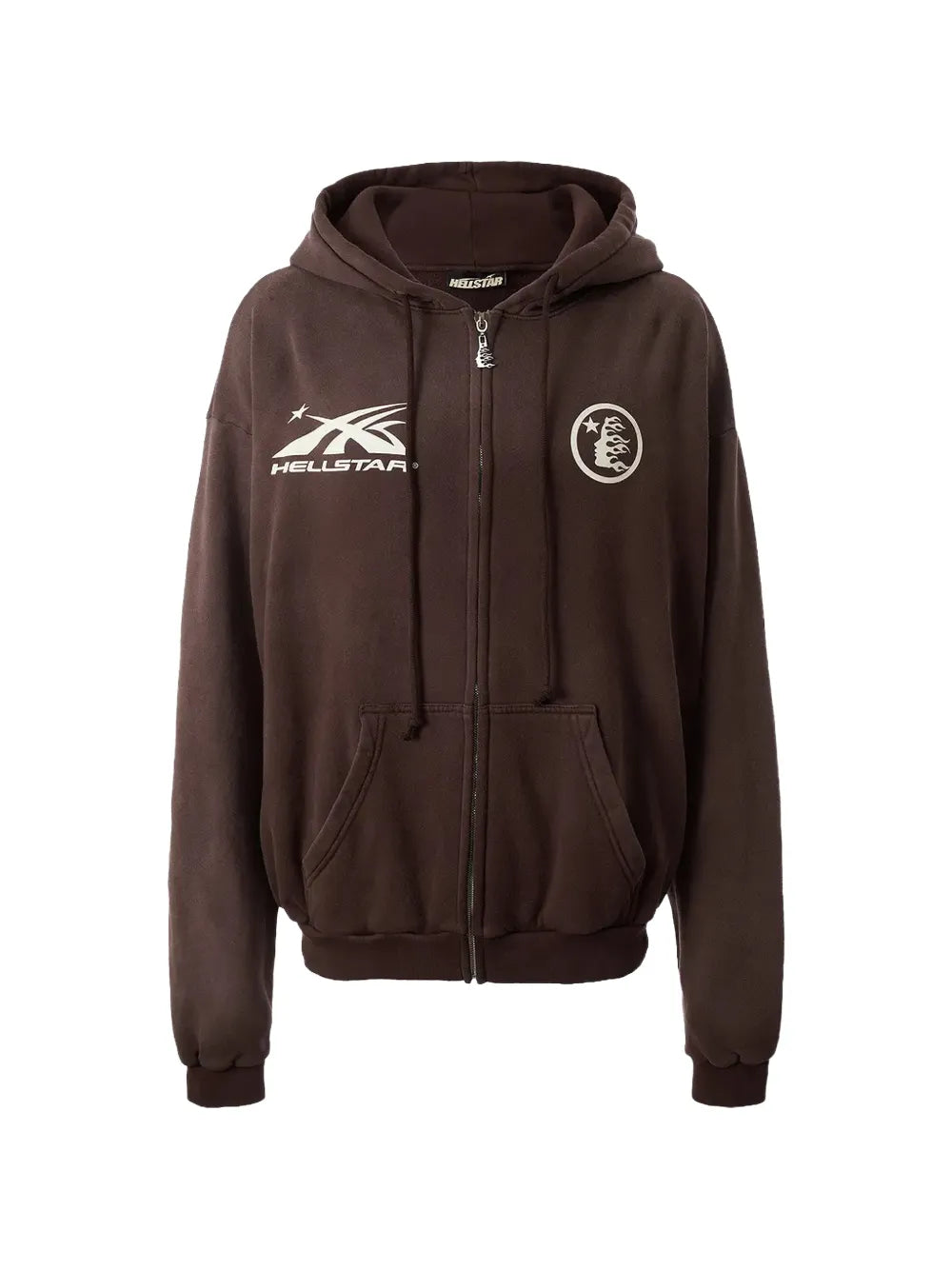 HELLSTAR hoodie con cierre y logo estampado marrón | Farfetch 36207215