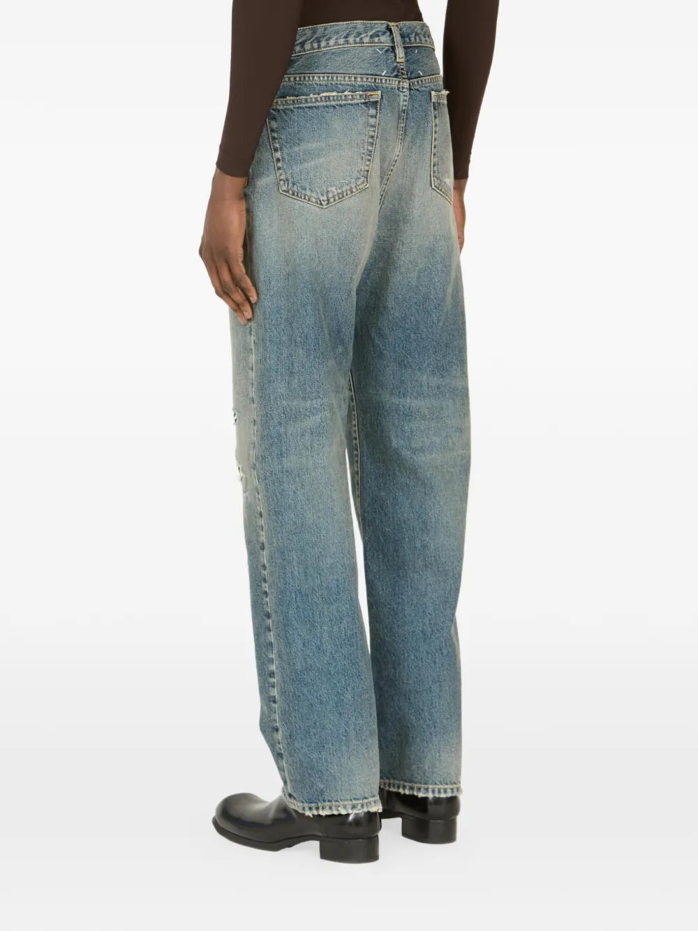 Maison Margiela skinny jeans envejecidos con diseño patchwork - Azul - imagen 3