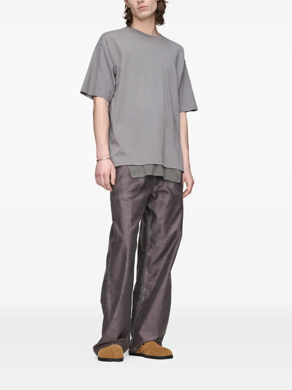 Maison Margiela pantalones anchos con bolsillos y costuras - Gris - imagen 2