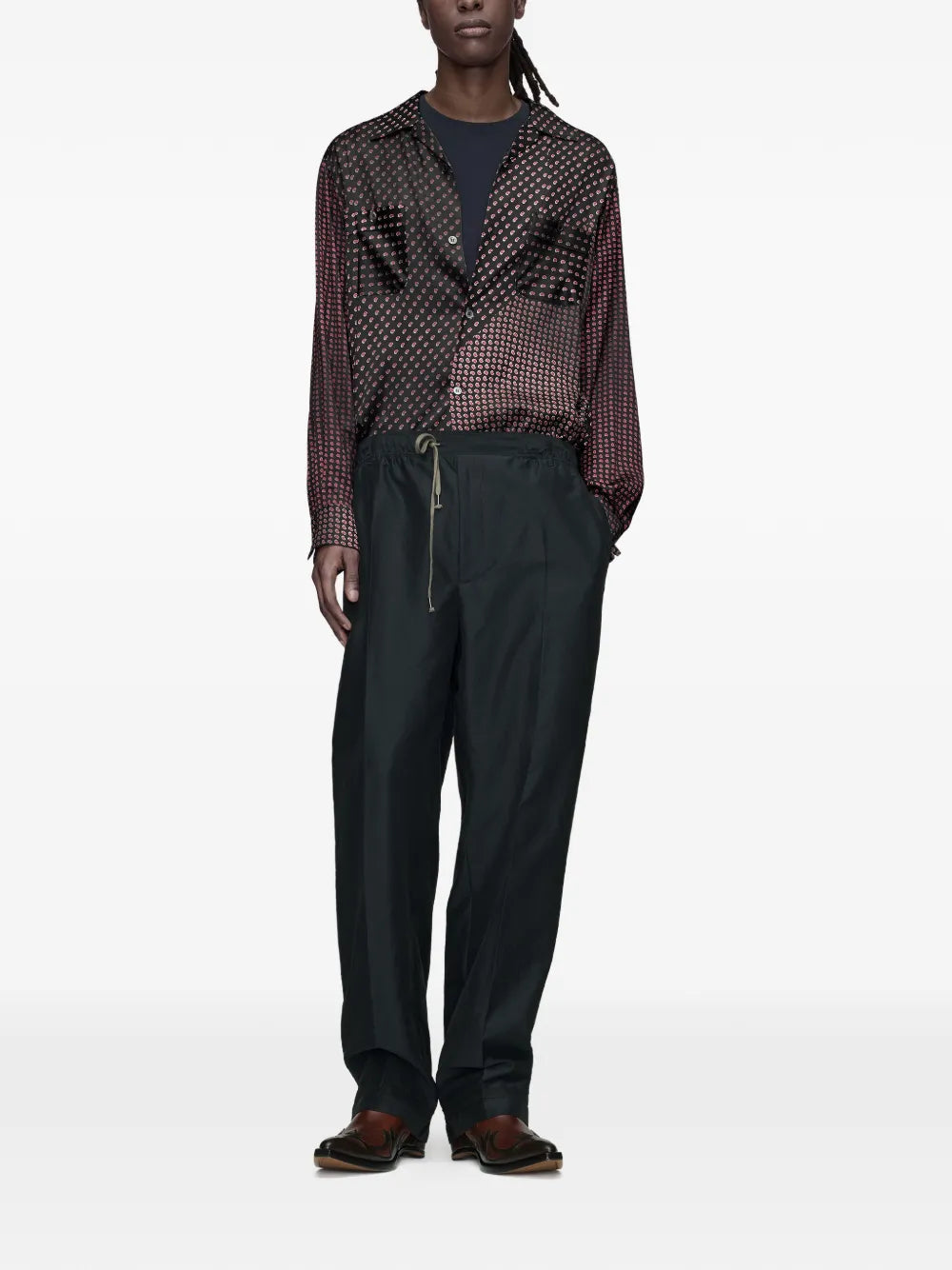 Maison Margiela camisa manga larga con estampado de cachemira - Negro - imagen 2