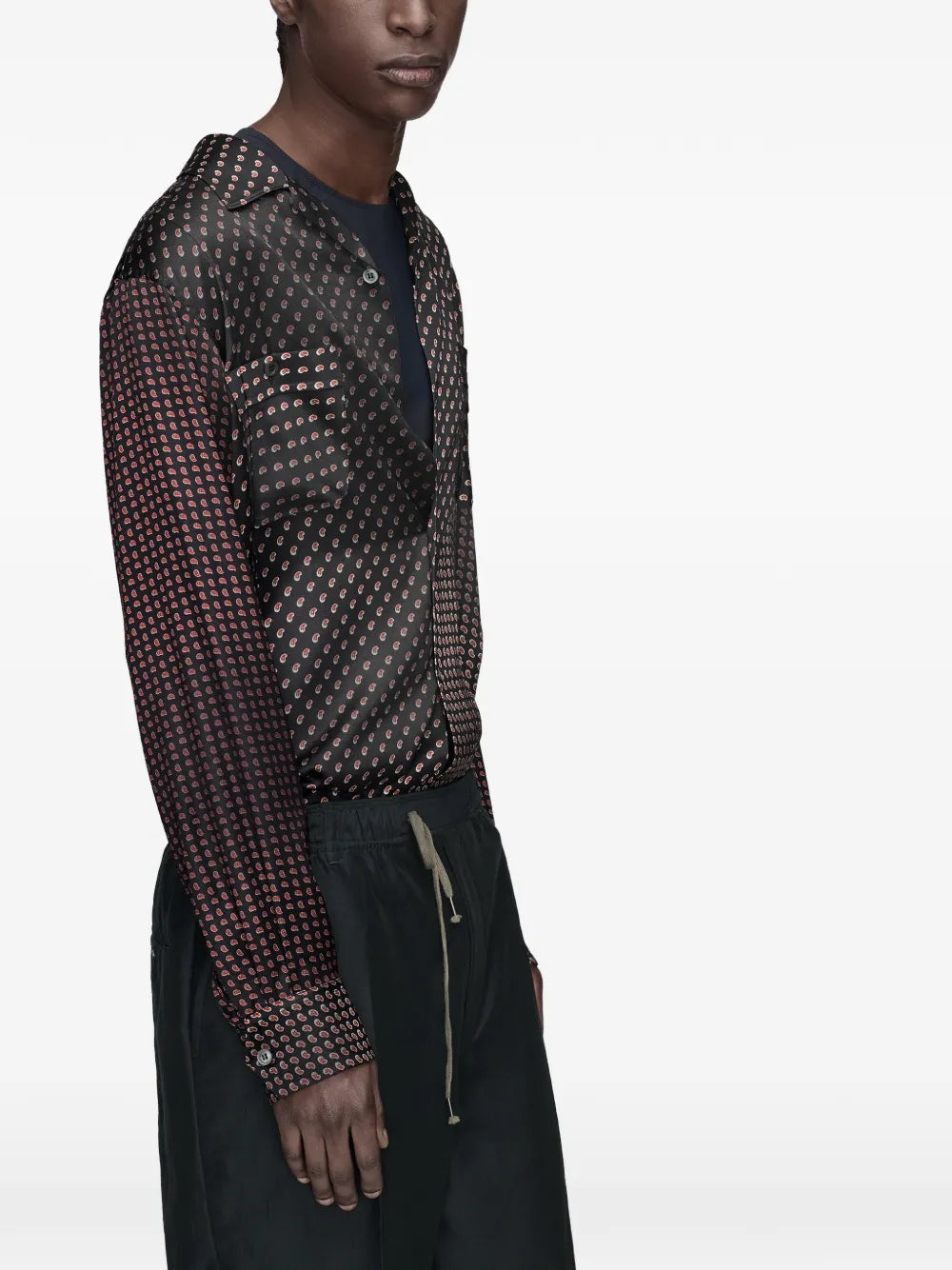 Maison Margiela camisa manga larga con estampado de cachemira - Negro - imagen 4