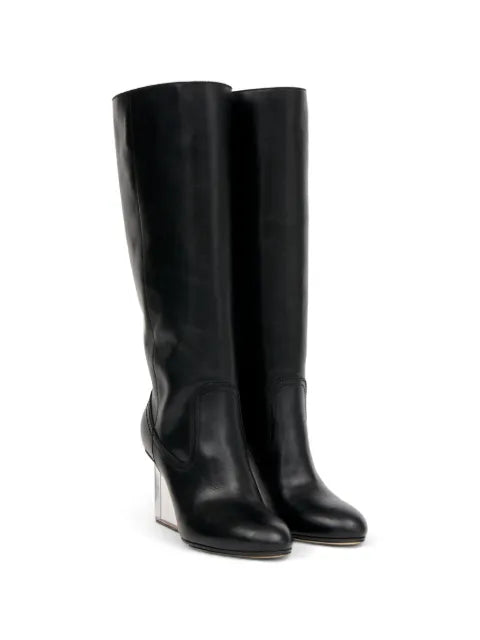 Maison Margiela botas altas de piel con tacón de 80mm - Negro - vista 2
