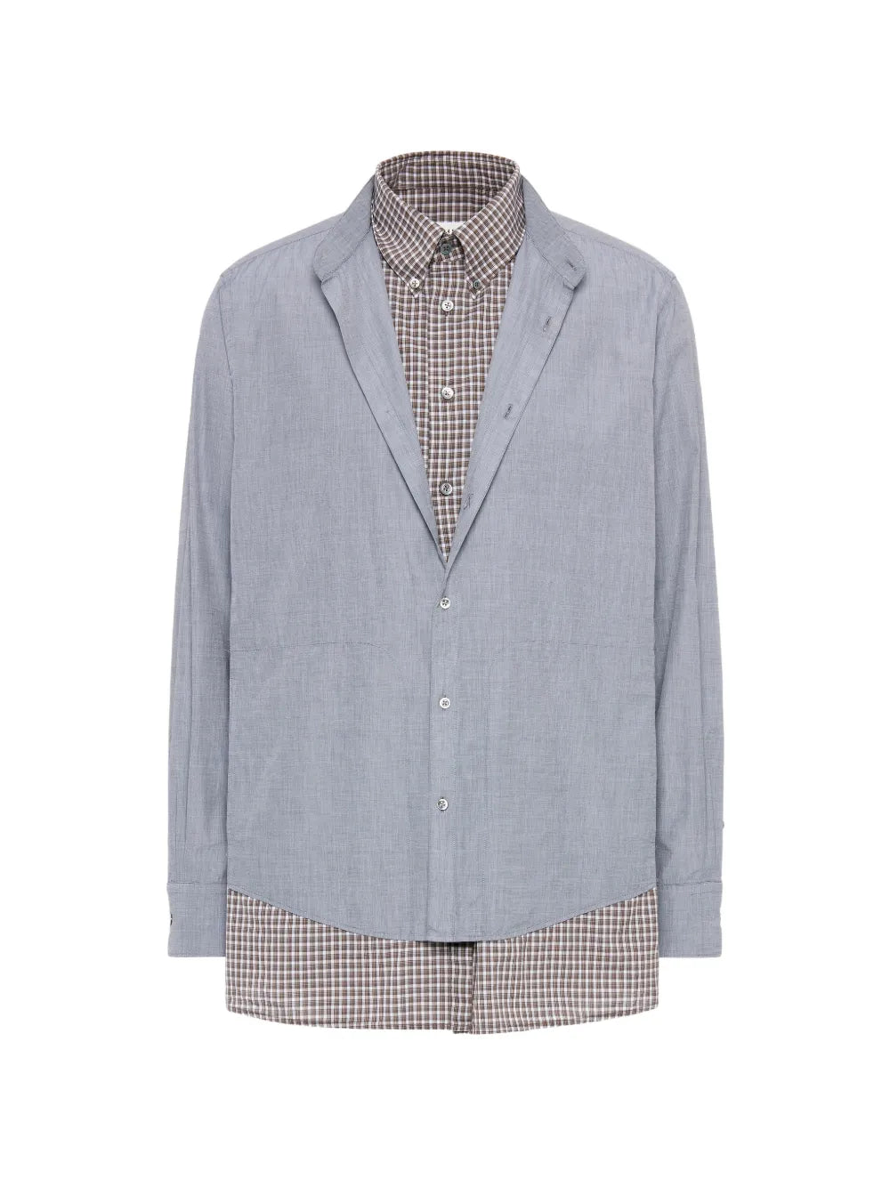 Maison Margiela camisa con doble capa y motivo de cuadros - Gris - imagen 1