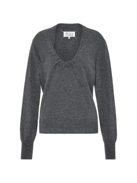 Maison Margiela suéter fruncido con cuello en V - imagen 1