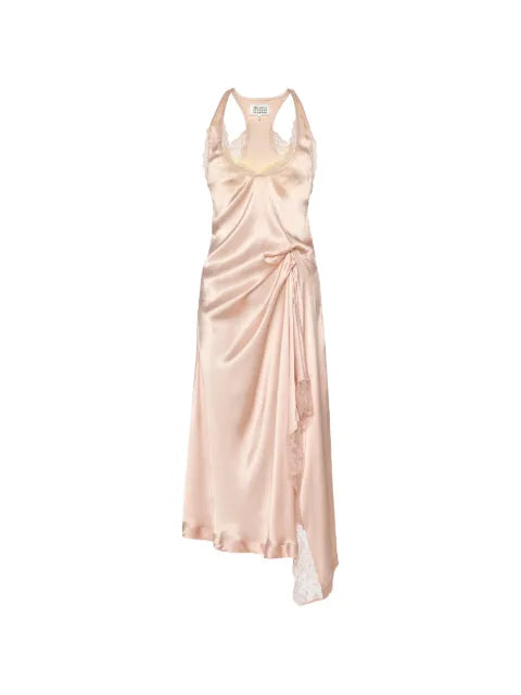 Maison Margiela vestido midi con diseño asimétrico y ribete de encaje - imagen 1