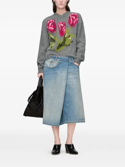 Maison Margiela falda midi de mezclilla con diseño cruzado - imagen 2