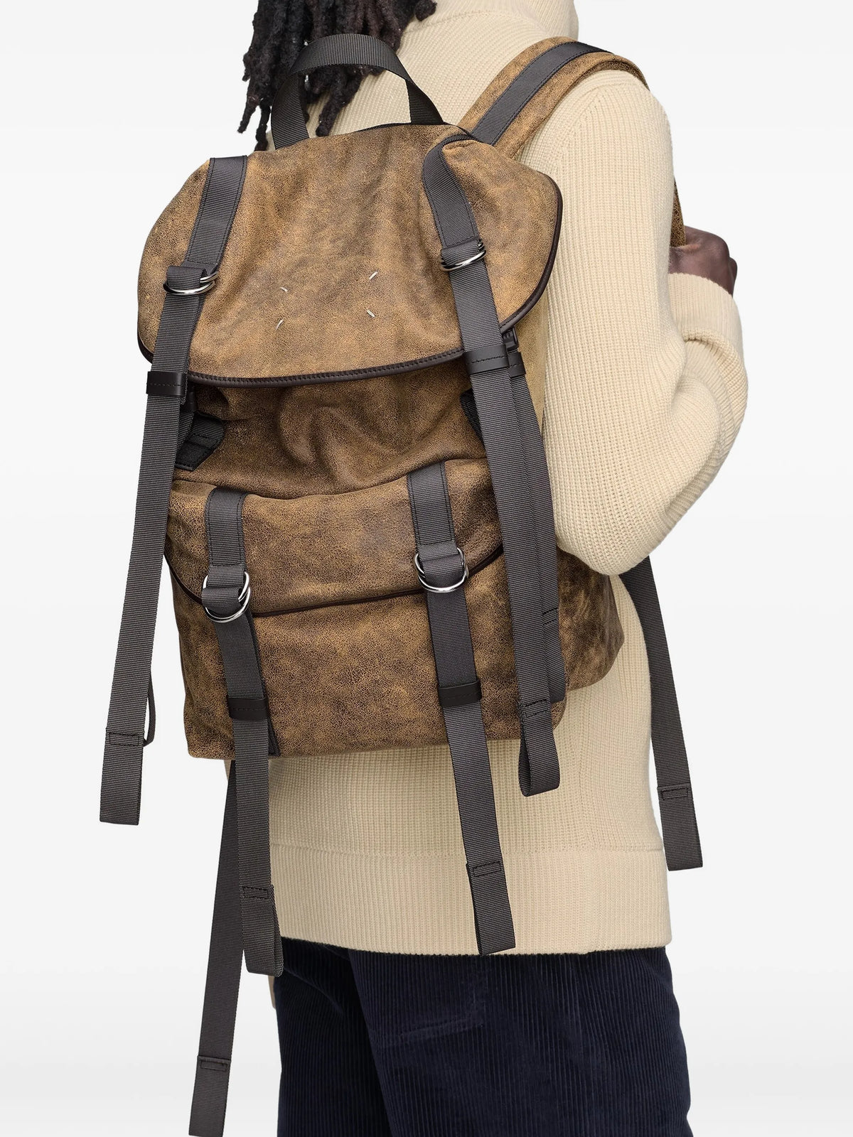Maison Margiela mochila con efecto agrietado - Marrón - imagen 2