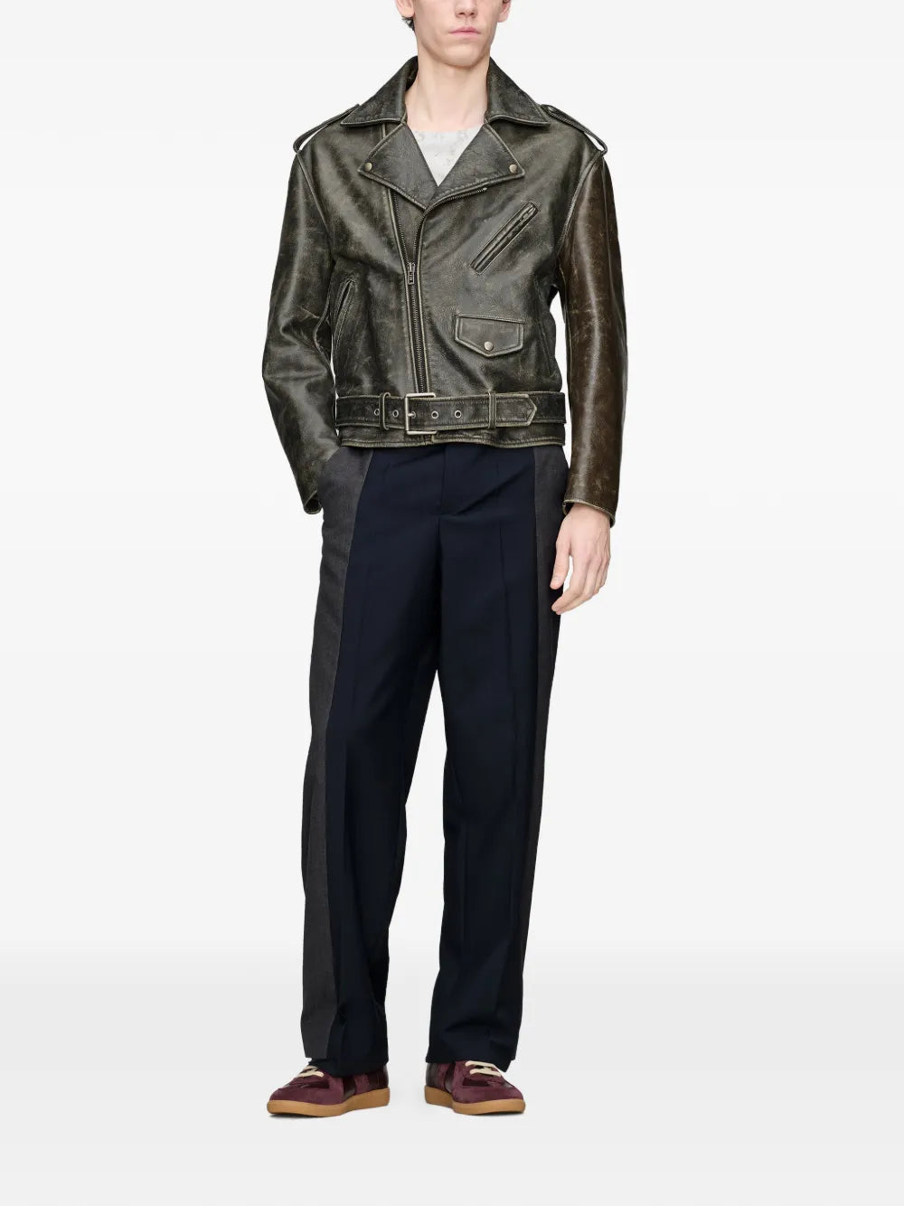 Maison Margiela chamarra biker con efecto desgastado - Negro - imagen 2