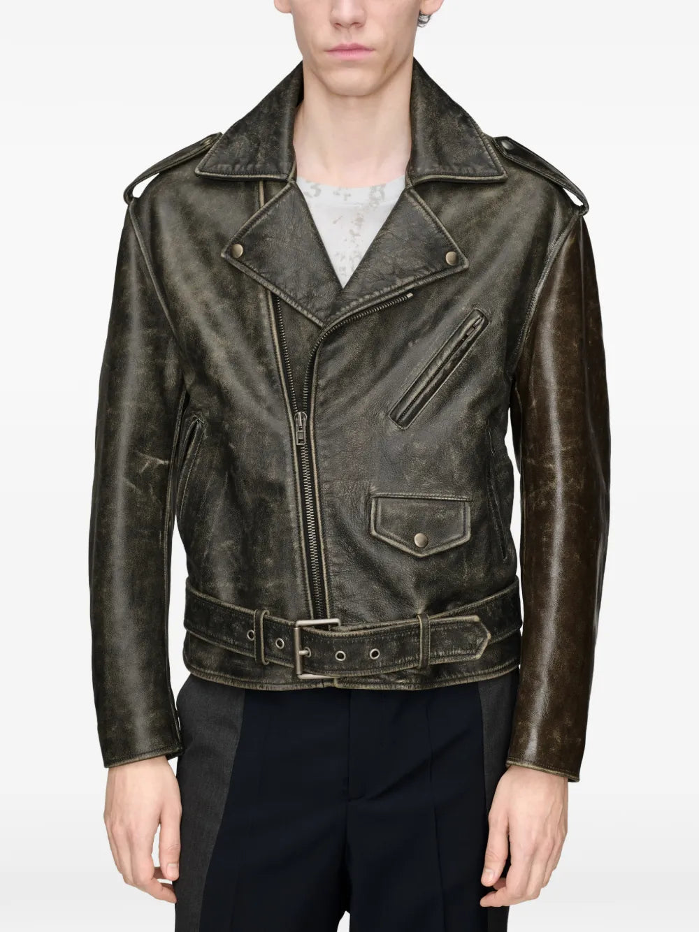 Maison Margiela chamarra biker con efecto desgastado - Negro - imagen 3