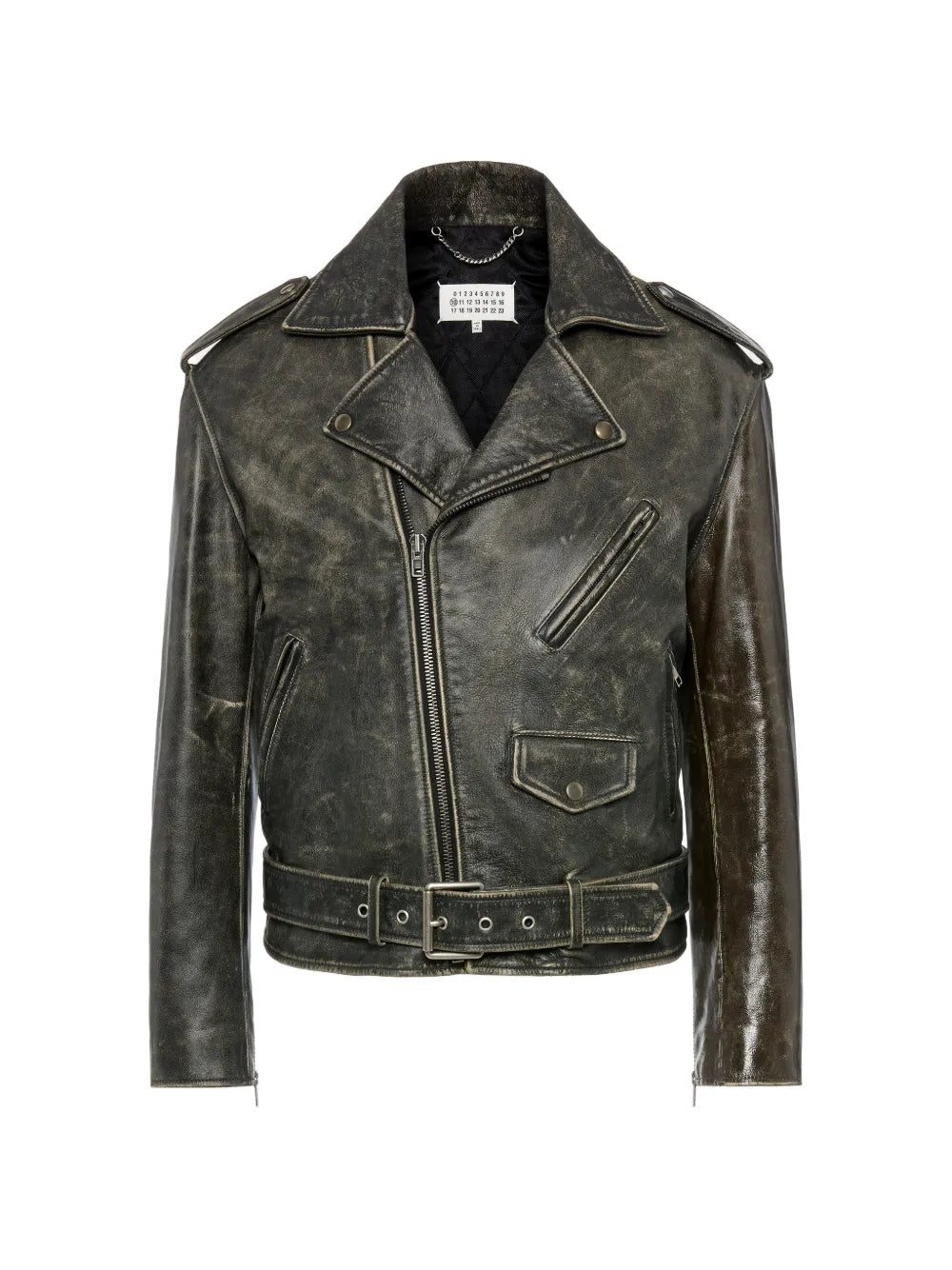 Maison Margiela chamarra biker con efecto desgastado - Negro - imagen 1