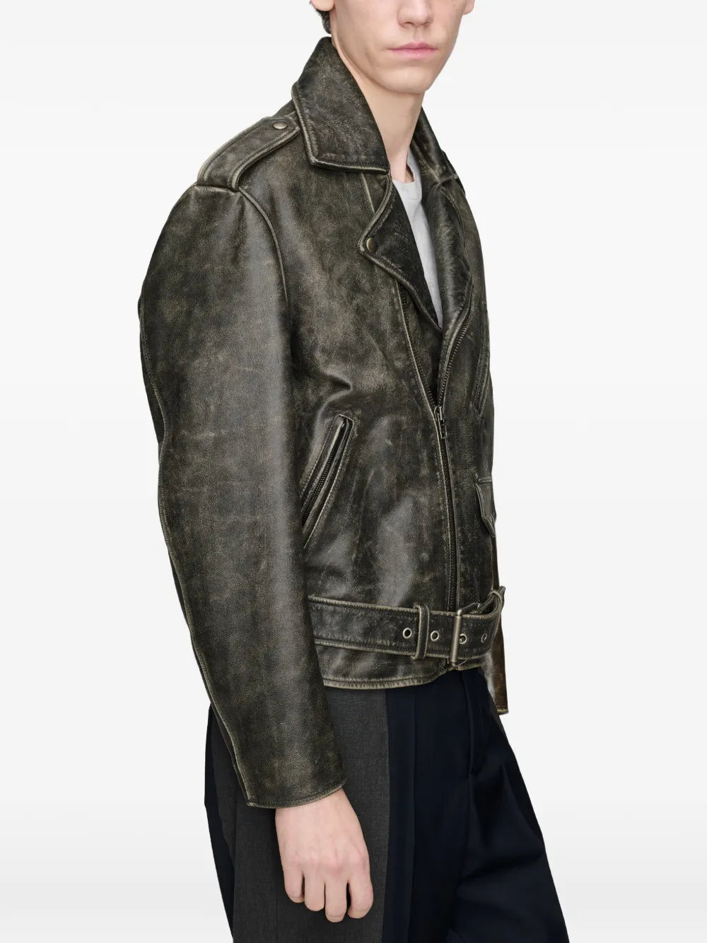 Maison Margiela chamarra biker con efecto desgastado - Negro - imagen 4